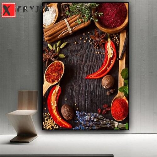 Full drill Diamond embroidery Spice seasoning spoon restaurant kitchen decoration 5D DIY diamond Painting Cross Stitch Mosaic