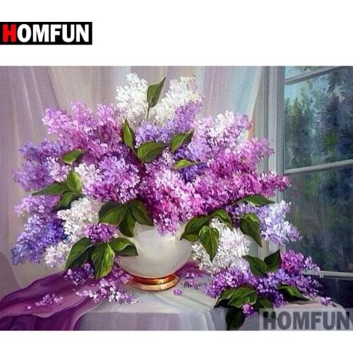 HOMFUN Full Square/Round Drill 5D DIY Diamond Painting "flower"Embroidery Cross Stitch 5D Home Decor A02665