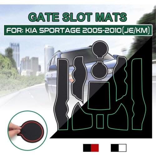 10pcs Car Stickers Anti-Slip Gate Slot Mat Rubber Coaster Accessories for KIA Sportage 2005 2006 2007 2008 2009 2010 JE KM
