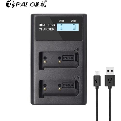 PALO EN-EL9 EN EL9 EN-EL9a EN EL9a EL9a LCD Digital Battery +LED Charger for Nikon D40 D60 D40X D5000 D3000 Camera Charger