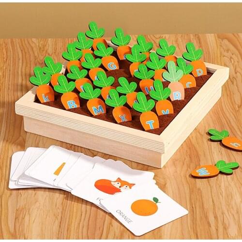 Pull Carrots To Spell Words Alphabet Wooden Toys For Kids Montessori Early Education ChildrenS Gifts Preschool Toddler