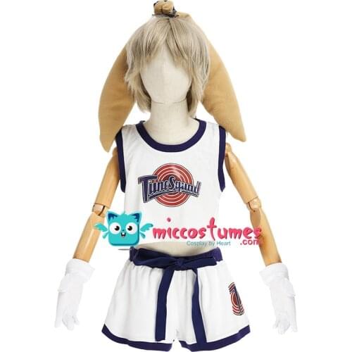Kids Girls Lola Bunny Rabbit Cosplay Costume Full Set With Headwear Accessory And Gloves