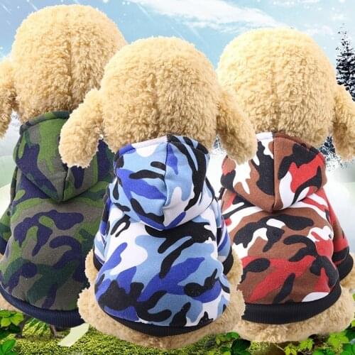 Two Legs Dog Clothes Spring and Autumn Winter Pet Hoodie Cat Small and Medium Dog Warm Cotton Coat Jacket Camouflage Clothing