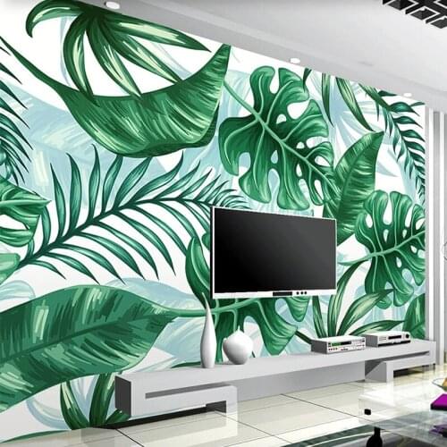Custom 3D Photo Wallpaper Hand Painted Plant Green Leaves Decor Wall Painting Pastoral Living Room Bedroom TV Background Mural