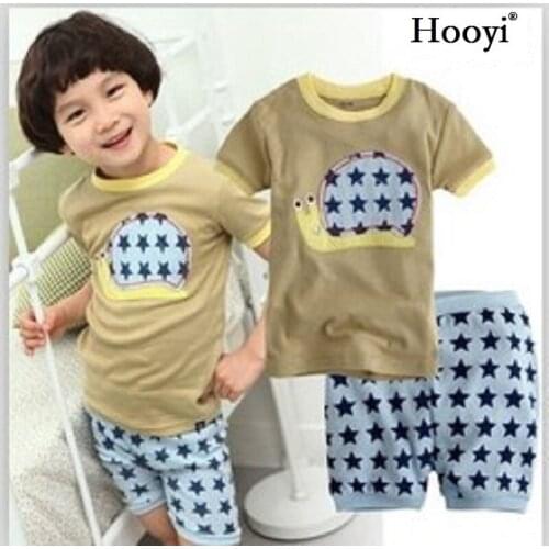 2018 Summer Snail Boys Clothes Suits Baby Boy Pajamas Set Short Sleeve 100% Cotton Car Children PJS Girl Pijima T-Shirt Pants