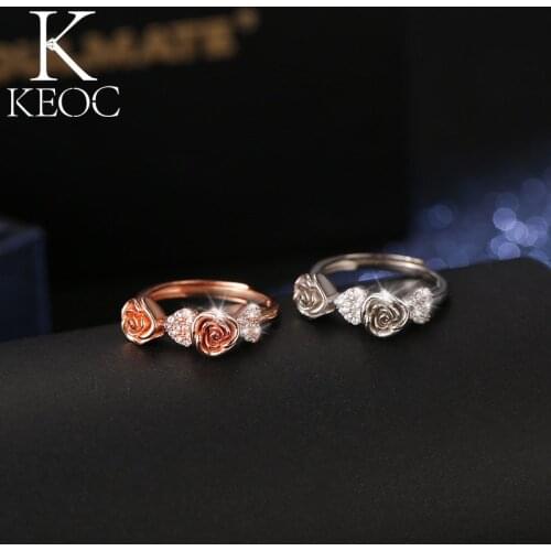 Keoc 90s Aesthetic Rose Love Womens Engagement Ring Adjustable Size AAA Zircon Gifts for Women Jewelry Stores Lightning Offers