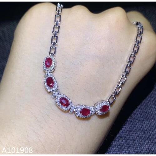 KJJEAXCMY boutique jewelry 925 sterling silver inlaid Natural pigeon blood ruby female bracelet support test