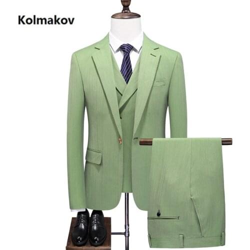 Jacket+Vest+Pants) Mens Clothing Suit Business Slim fit Casual Men Suit casual prom party man wedding suits dress size S-5XL