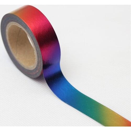 1.5cm*10m Foil Washi Tape Japanese Stationery Kawaii Scrapbooking Tools Masking Tape Adhesiva Decorativa Mixed Color