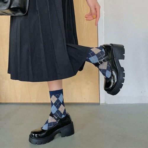 LIHUAMAO women square heel Mary Jane shoes platform round toe ankle strap high heel pumps uniform cosplaty lady shoes lolita