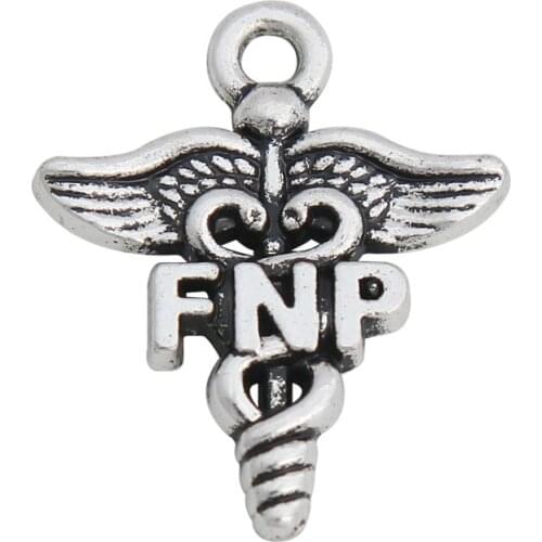 RAINXTAR Fashion Alloy Medical Family Nurse Practitioner FNP Pendant Charms 19*23mm 50pcs AAC1591