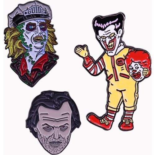Cartoon Joker Figure Brooch Fashion Enamel Pin Cute Halloween Gifts for Friends Copper Clothing Label Pins Trinket Accessories