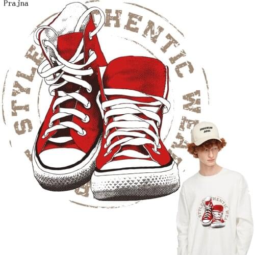 Prajna Iron On Shoes Patches For Clothing T-shirt Heat Transfer Vinyl Stickers Letters Patch Appliques On Clothes Print Washable