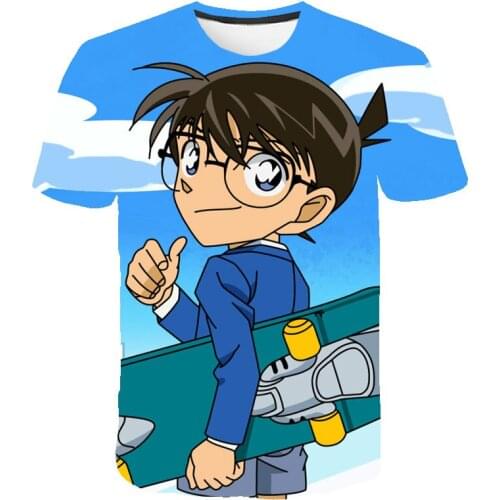 2021 New Famous Anime Detective Conan TShirts Men Boy Kids Student Hip Hop Streetwear Short Sleeve Cartoon Cool Tops Tees