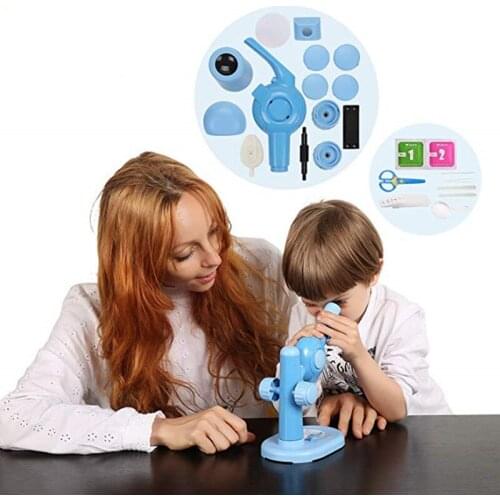 New Microscope Kit Lab LED Home School Educational DIY Toy Gift Biological Microscope For Kids Child