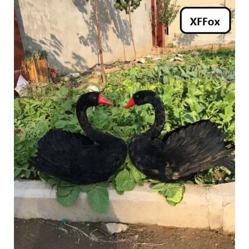A pair of new simulation black swan models foam&feather lifelike swan toy gift about 30x40cm xf2486