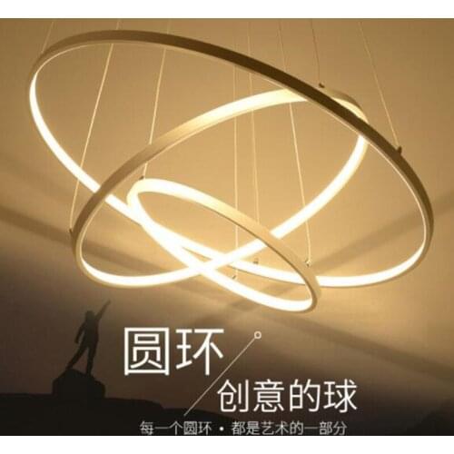 AC85-265V Circle Pendant Chandelier Lighting For Dining Kitchen Room Rings Aluminum Hanging Chandelier lustre de plafond moderne