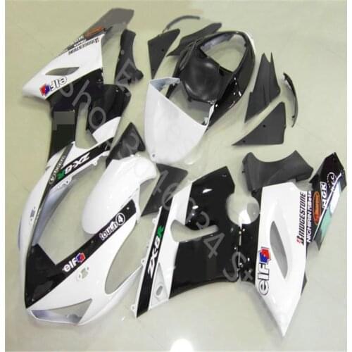 Custom Injection white black fairing kit FOR KAWASAKI NINJA ZX 6R 636 05 06 ZX-6R 05-06 ZX6R 2005 2006 ZX 6R 05 06 ABS fairings