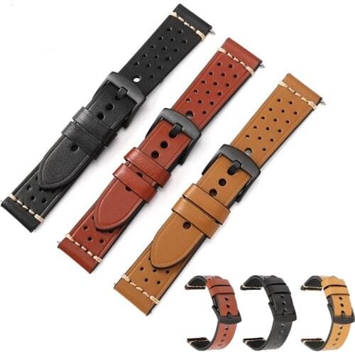 18mm 20mm 22mm 24mm High-end retro Calf Leather Watch band Strap Black Buckle Quick release Genuine Leather Watch Strap
