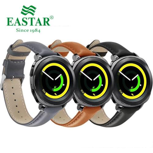 Eastar Leather Black Brown Strap For Samsung S4 Gear Sport Smart Watch Replacement Strap For Gear Watchband 20mm Watch Bracelet