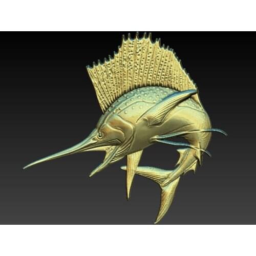 Fish 3D Model STL relief for cnc STL format decoration artcam aspire