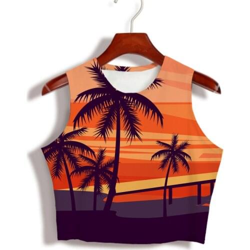Custom Made your own designs Sublimation Print Fun Chill Beach Dayz Milk Silk sleeveless Crop Tops