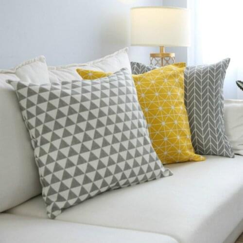 Modern Cotton Linen Pillowcases for Bed 45x45cm Geometry Plaid Printed Pillow Cover Decorative Pillows Cushion Without Core
