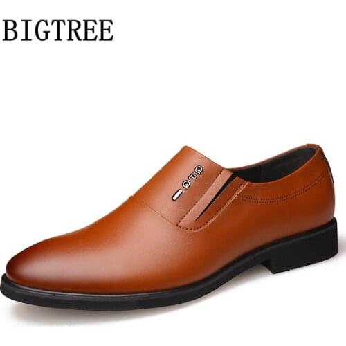Formal Leather Shoes For Men Loafers Brown Dress Business Shoes Men Elegant Brand Wedding Shoes Men Classic Sepatu Slip On Pria