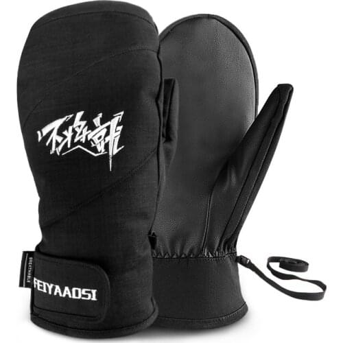 High quality -30 Winter Warm Professional Snowboard Ski Gloves Waterproof Black White Thermal Mittens Skiing snowmobile 2 Rope