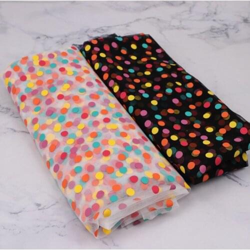 Xugar Tulle Mesh Fabric For Clothes 95*145cm Colorful Dots Gauze Fabric Needlework DIY Girls Dress Decor Craft Gift Supplies