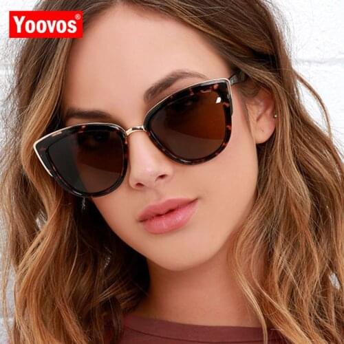 Yoovos 2021 Cateye Metal Sunglasses Women Vintage Eyewear For Women Mirror Retro Party Fashion Oculos De Sol Feminino UV400