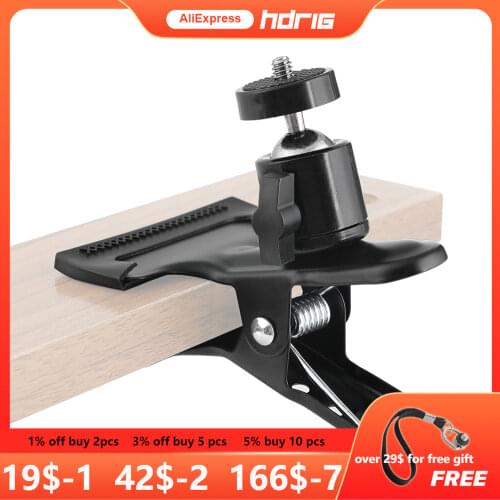 New Tripod Camera Mount Clip Clamp Flash Reflector Holder Mount with 360°Swivel Ball Head for Studio Backdrop Camera DSLR Camera