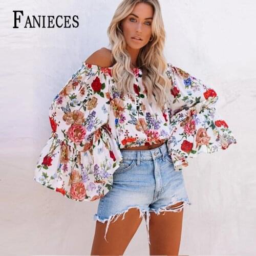 Vintage floral print blouse women Casual long Flare sleeve female tops shirt v-neck streetwear office ladies blouse shirt 2020