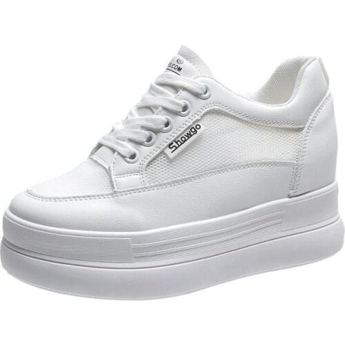 2020 Trend Womens Sneakers Platform Chunky Sneakers White Cream Casual High Heel Sport Shoes For Woman Summer Shoes