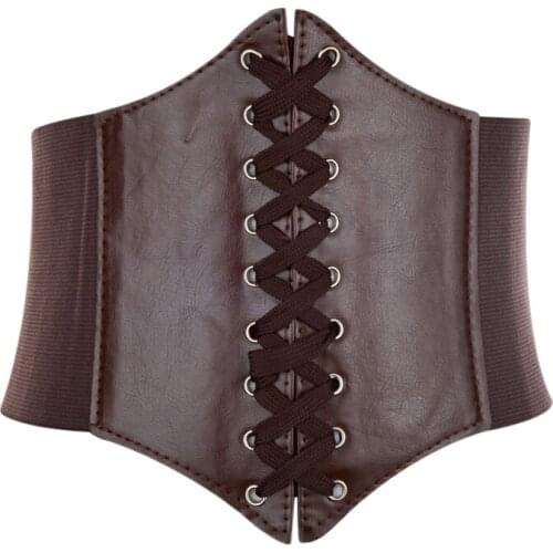 Women Ladies Soft PU Leather Wrap Around Tie Simple Fashion Corset Cinchs Large Waist Wide Dress Belt d88