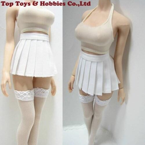 1/6 Scale Female White Tight Camisole Pleated Skirt PL106 Clothing Set Accessories For 12-inch Woman Action Figure Body Doll