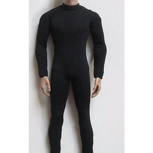 1:6 Male Mens Slim Tight Stretch Leotard Costume Clothes 12'' Action Figure Suit Set Black Color In Stock