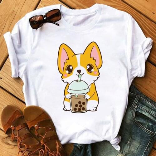 2020 fashion Women Milk T Shirt Harajuku Short Sleeve Fun Ulzzang T-Shirt Cute Cat Tshirt Cartoon Tops Tees Female grunge tops