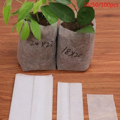 25/50/100pcs Biodegradable Nonwoven Fabric Nursery Plant Grow Bags Seedling Growing Planter Planting Pots Garden Eco-Friendly