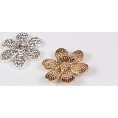 25mm 50pcs/lot gold and silver plating Rhinestone Button Flatback Button For Hair Flower Wedding Embellishment