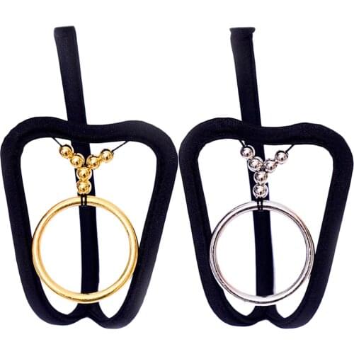 4/pack Mens C String Thong Invisible Underwear Briefs with Metallic Silver/Gold Circle