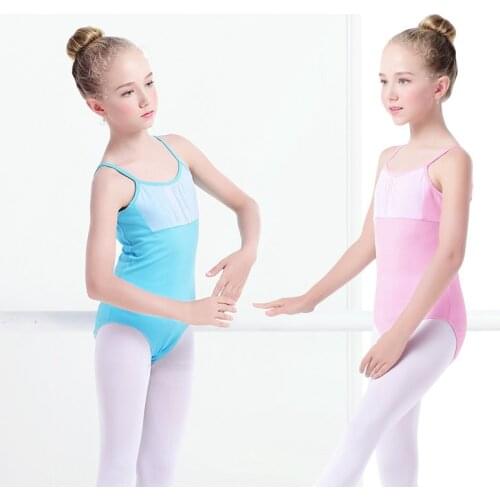 Girls Pink Ballet Gymnastics Leotard For Dance Straps Bodysuit Dance Leotards Ballerina Clothes Kids Children Unitard Dancewear
