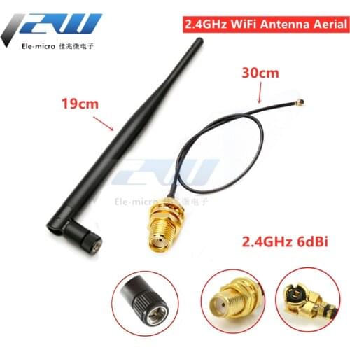 Extension cable M.2 IPEX MHF4 U.fl for Wireless aerial router, 2x 6dbi, 2.4 GHz, 5GHz, Dual band, RP-SMA antenna