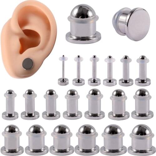 CHUANCI 2 PCS Surgical Stainless Steel Mirror Surface Cylinder Plug Ear Gauge Expander Plug Body Piercing Jewelry