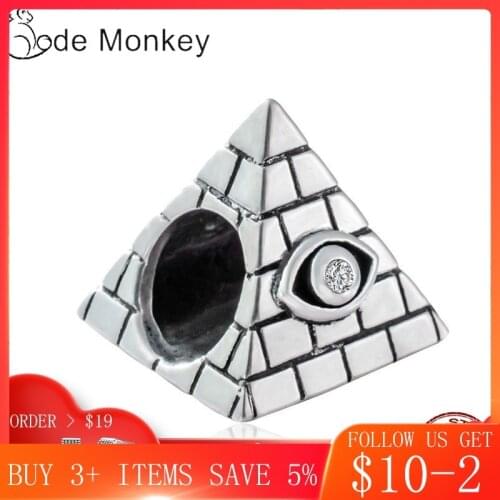 CodeMonkey 2020 New Pyramid With Clear Zircon Eye Charm Beads Fit Original Bracelet 100% Real 925 Sterling Silver Beads CMS095