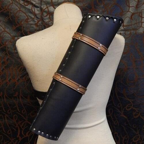 Cowhide Leather Shoulder-back Large-capacity Quiver Arrow Holder for Compound Recurve Bow Shooting Hunting Archery Arrow Quiver