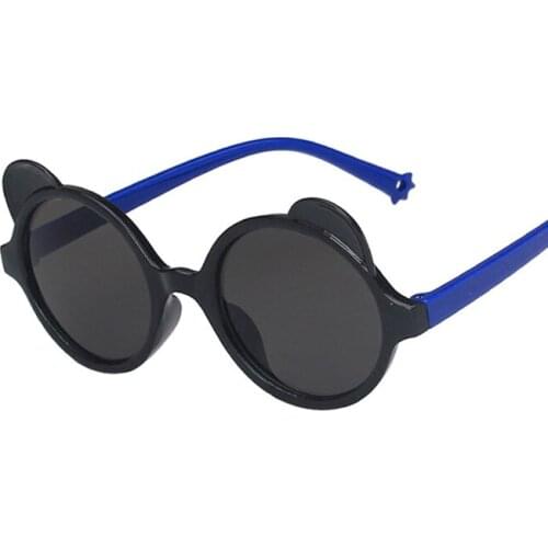 Child Round Frame Ears Girls Boys Sunglasses Gray Pink Lens UV400 Eye Protection Children Kids Cute Outdoor Eyewear