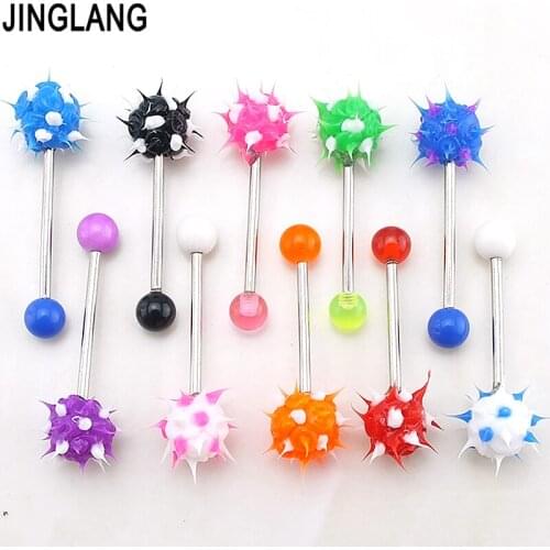 JINGKANG Mix Sale Fashion Nipple Rings Stainless Steel Barbell 50pc/lot Multicolor Silicone Ball Breast Body Piercing Jewelry