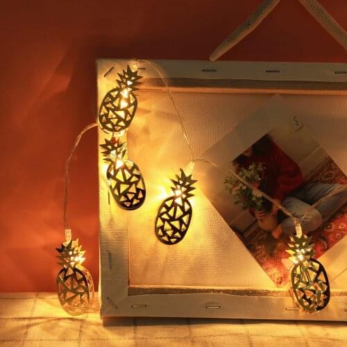 Metal Pineapple String Light 10 Leds Battery Powered Christmas Fairy Decoration Safe Children Gift for New Year,Holiday,Party