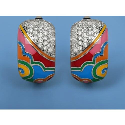 Fashion Womens 925 Silver Earrings Irregular Color Epoxy Womens Earrings Simple Bridal Jewelry Handmade Enamel Earrings